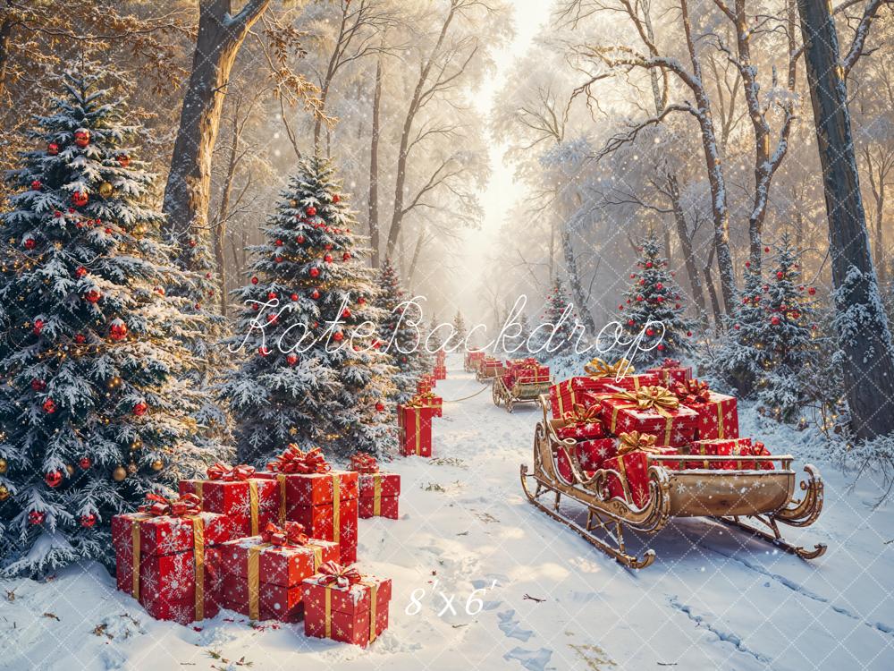 Kate Noël Forêt Cadeaux Traîneau Toile de fond en Laine conçue par Emetselch