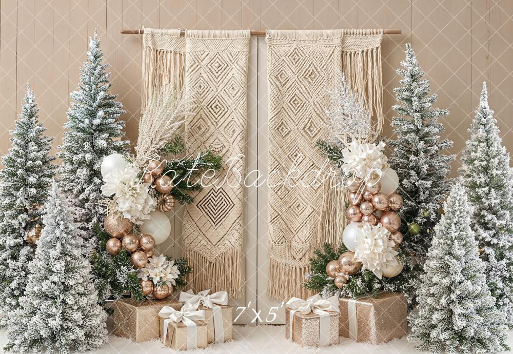 Kate Hiver Sapins Macramé Bohème Toile de fond conçue par Emetselch