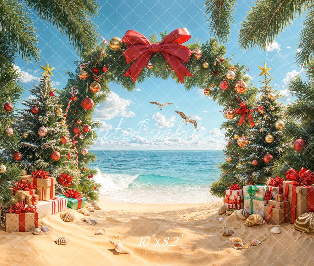 Kate Noël Plage Sapins Cadeaux Toile de fond en Laine conçue par Emetselch