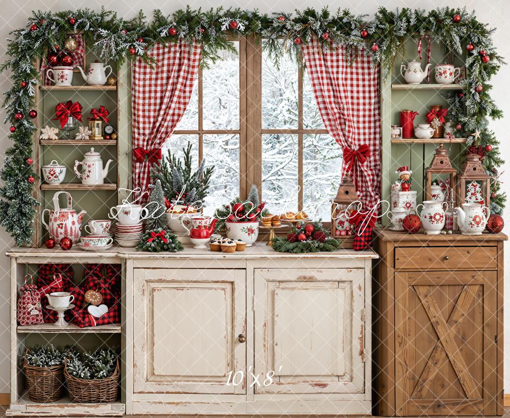 Kate Noël Fenêtre Cuisine Rustique Toile de fond en Laine conçue par Emetselch - Kate Backdrop FR