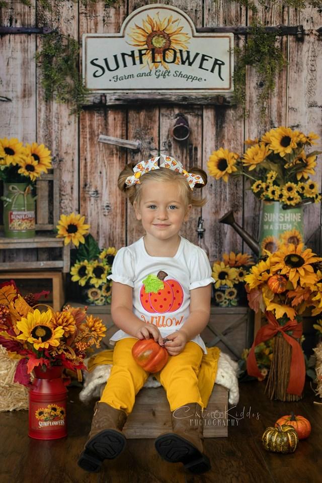 Kate Tournesol Mur Bois Automne Toile de fond pour la photographie - Kate Backdrop FR