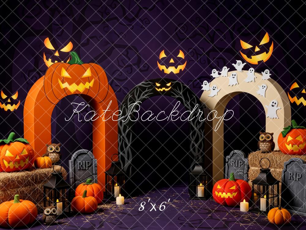 Kate Halloween Citrouille Arches Fantômes Toile de fond conçue par Patty Roberts