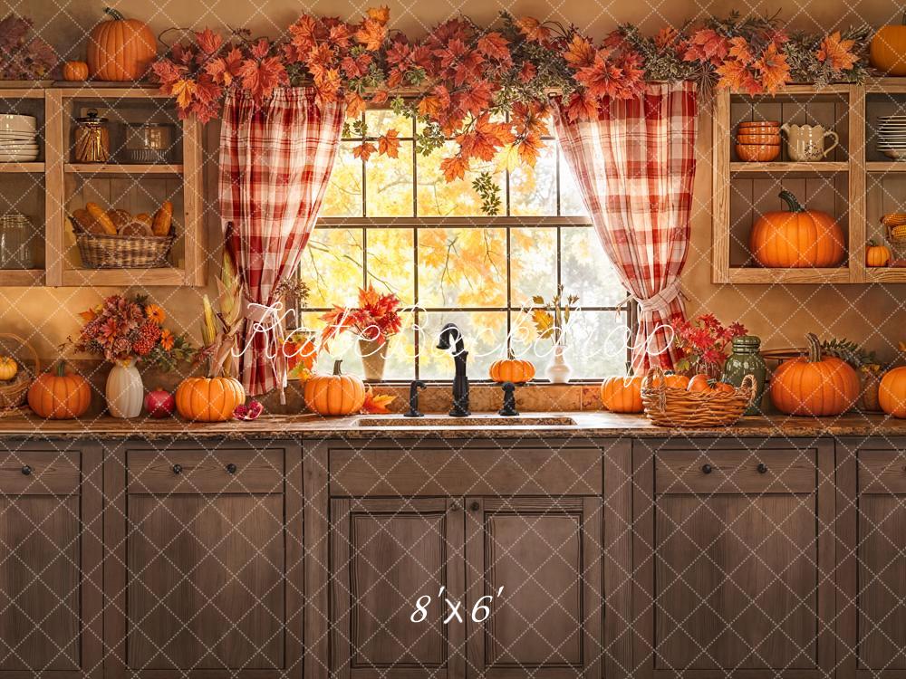 Kate Automne Cuisine Citrouilles Fenêtre Toile de fond conçue par Emetselch