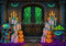 Kate Halloween Fantômes Citrouilles Porte Toile de fond conçue par Mini MakeBelieve