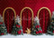 Kate Noël Arches Sapins Rouge Toile de fond conçue par Patty Roberts - Kate Backdrop FR