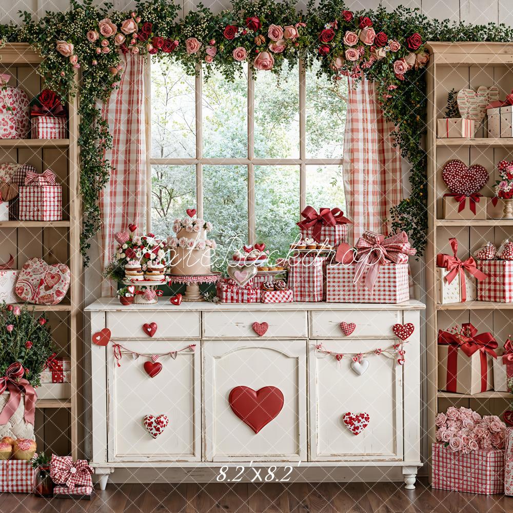 Kate Saint Valentin Cadeaux Fleurs Fenêtre Toile de fond conçue par Emetselch - Kate Backdrop FR