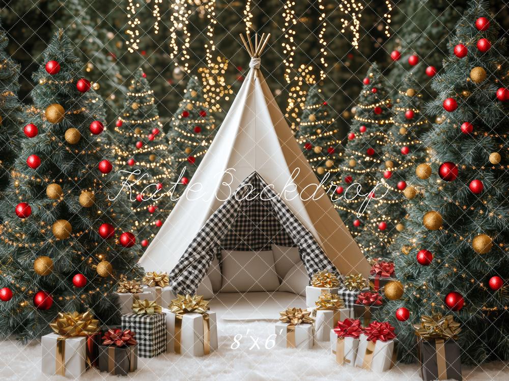 Kate Sapins de Noël Tente Cadeaux Toile de fond conçue par Mini MakeBelieve