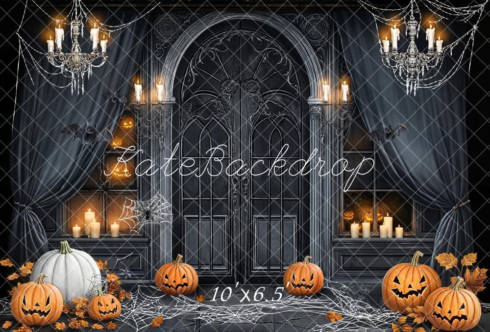 Kate Halloween Citrouilles Chandelles Toile de fond en Laine conçue par Emetselch - Kate Backdrop FR