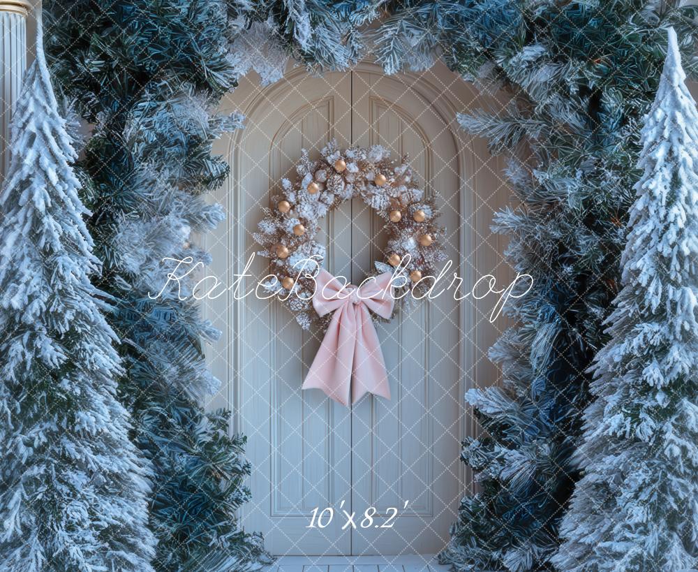 Kate Sapin de Noël Porte Neige Toile de fond conçue par Mini MakeBelieve - Kate Backdrop FR