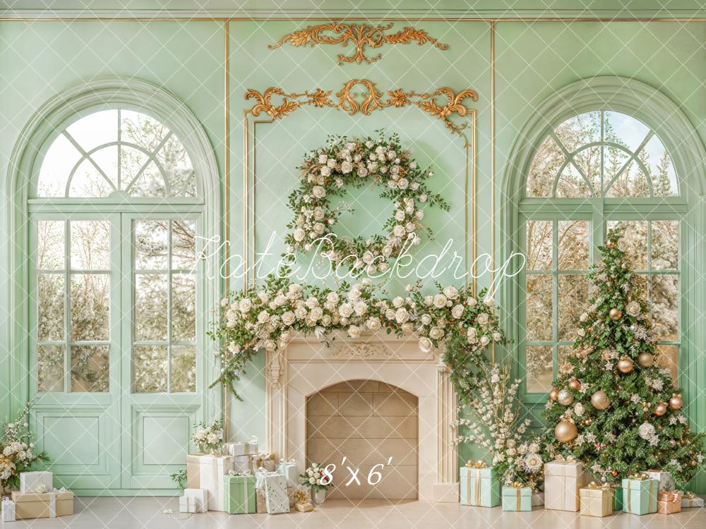 Kate Noël Cheminée Sapin Cadeaux Toile de fond conçue par Emetselch - Kate Backdrop FR