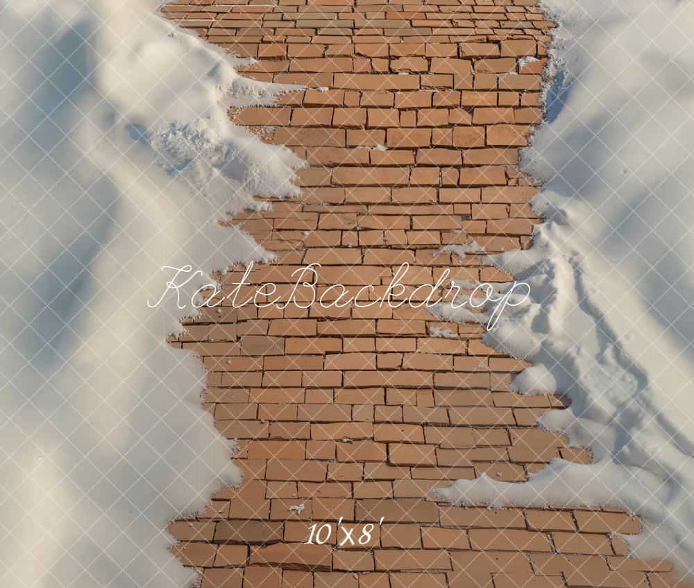 Kate Chemin Briques Neige Sol Toile de fond en Laine conçue par Emetselch - Kate Backdrop FR