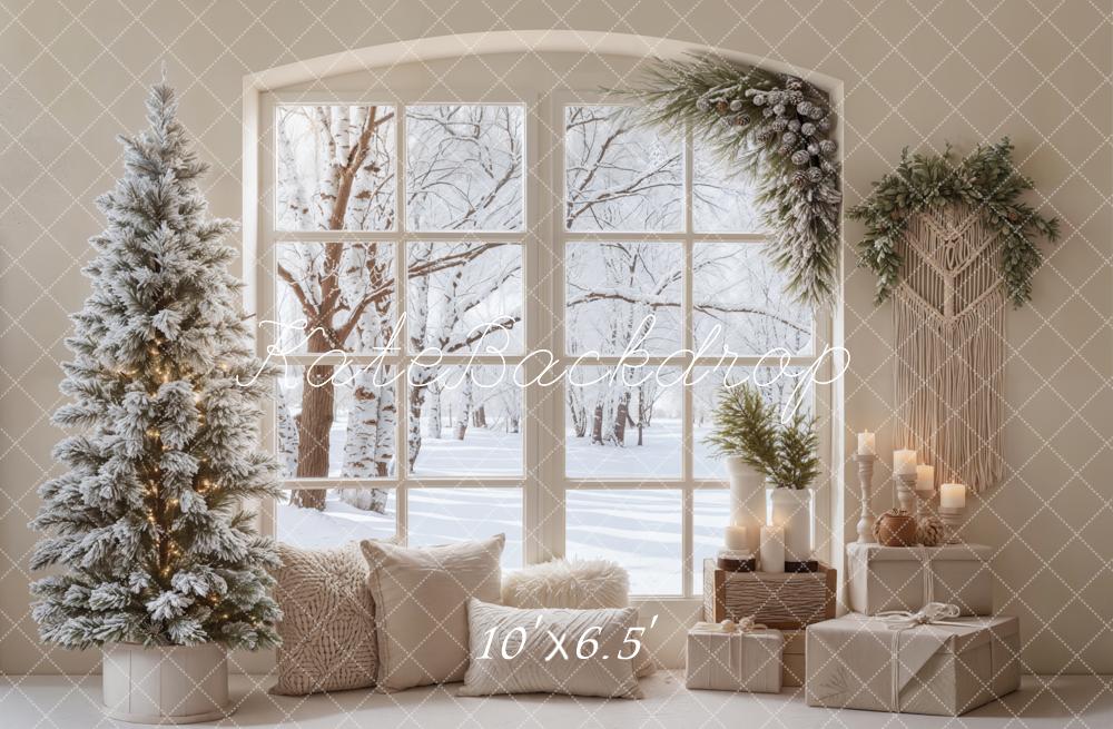 Kate Hiver Sapin Fenêtre Décor Toile de fond en Laine conçue par Emetselch - Kate Backdrop FR