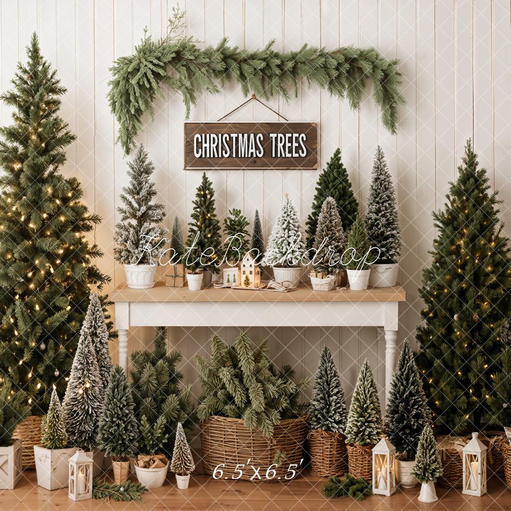 Kate Noël Sapins Lanternes Mur en Bois Toile de fond conçue par Emetselch