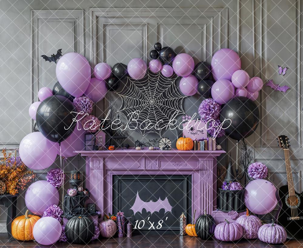 Kate Halloween Ballons Toile d'araignée Toile de fond en Laine conçue par Emetselch - Kate Backdrop FR