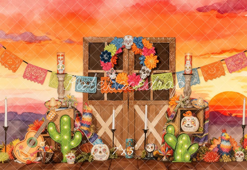 Kate Mexicain Halloween Porte Cactus Toile de fond conçue par Emetselch - Kate Backdrop FR