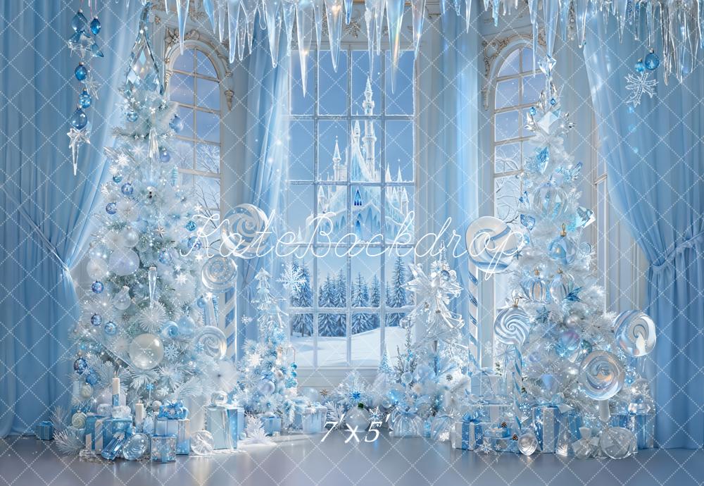 Kate Noël Château Hiver Glace Bleu Toile de fond conçue par Emetselch - Kate Backdrop FR