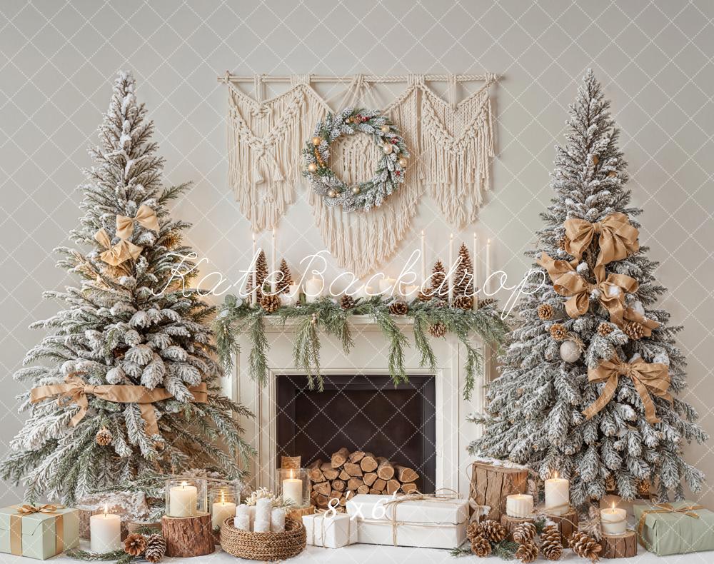 Kate Noël Sapins Bougies Cheminée Toile de fond en Laine conçue par Emetselch - Kate Backdrop FR
