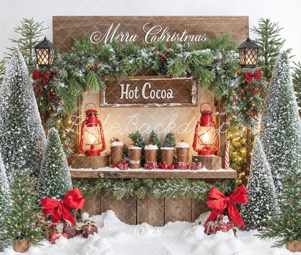 Kate Noël Sapins Chocolat Chaud Toile de fond en Laine conçue par Emetselch - Kate Backdrop FR