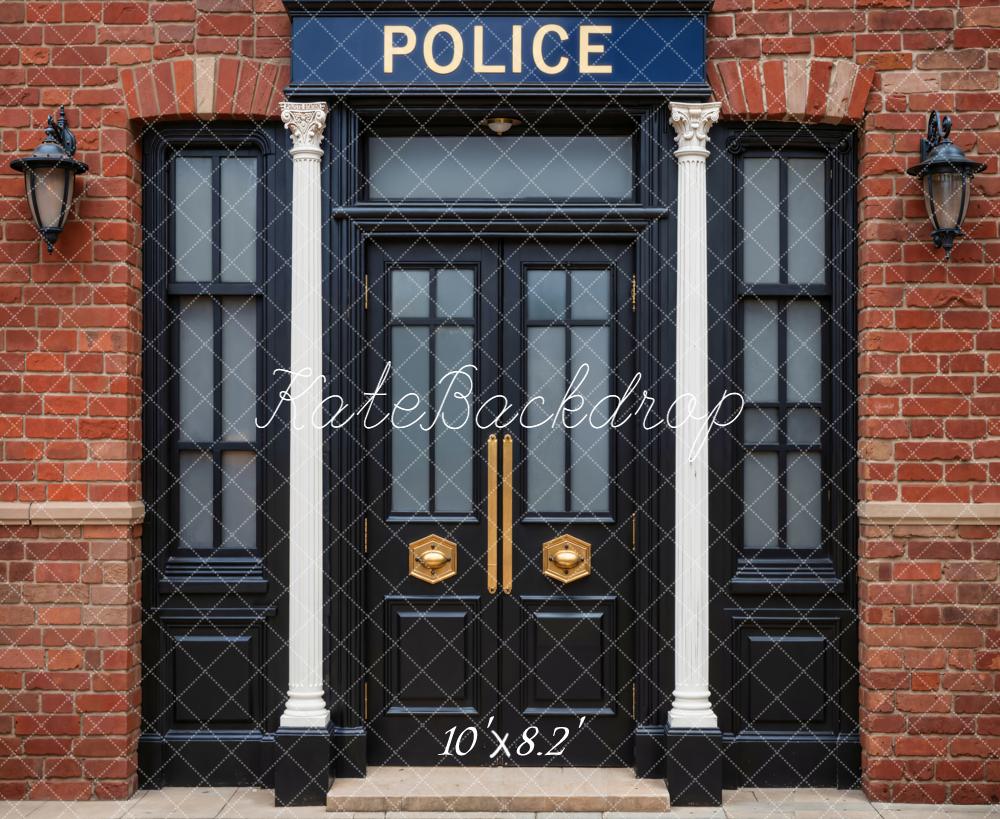 Kate Commissariat Police Façade Briques Toile de fond en Laine conçue par Emetselch