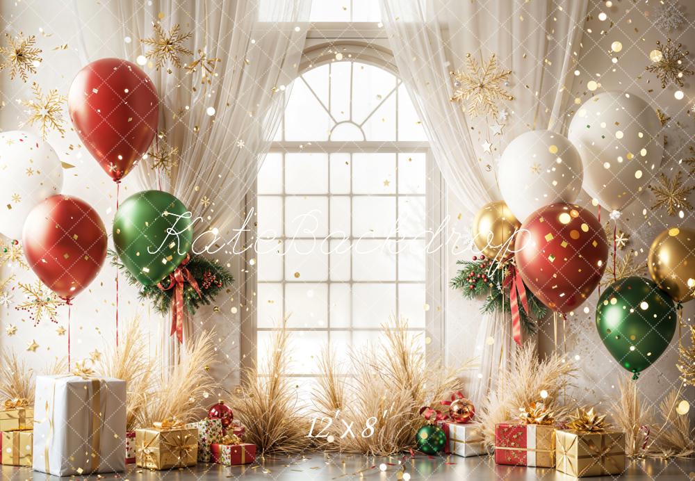Kate Noël Ballons Cadeaux Doré Toile de fond en Laine conçue par Emetselch - Kate Backdrop FR