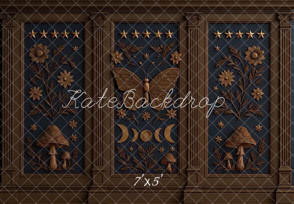 Kate Mur Rétro Sombre Papillon Fleurs Toile de fond conçue par Mini MakeBelieve