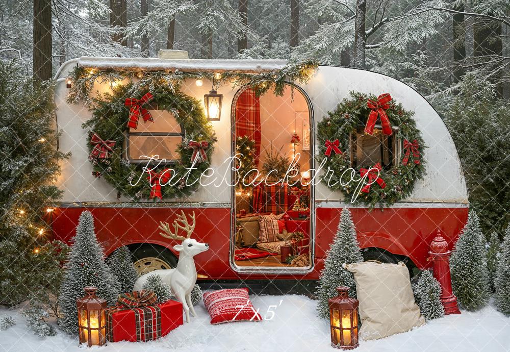 Kate Noël Camping-car Forêt Neige Toile de fond conçue par Emetselch - Kate Backdrop FR