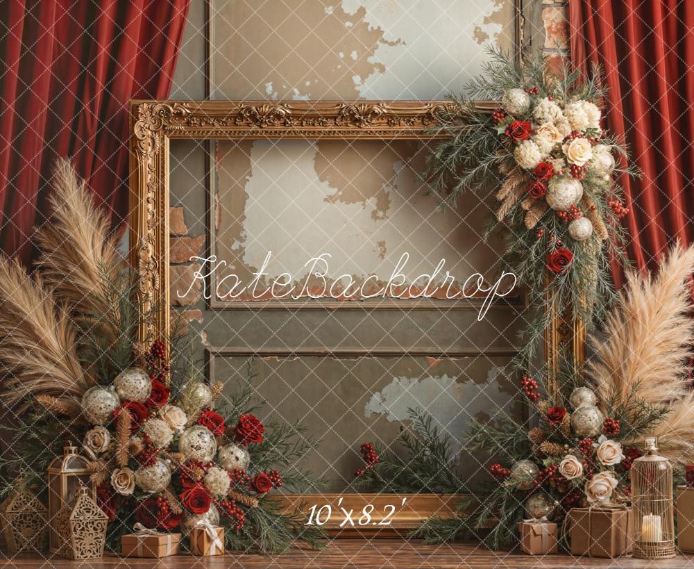 Kate Noël Cadre Doré Bohème Fleurs Toile de fond en Laine conçue par Emetselch - Kate Backdrop FR