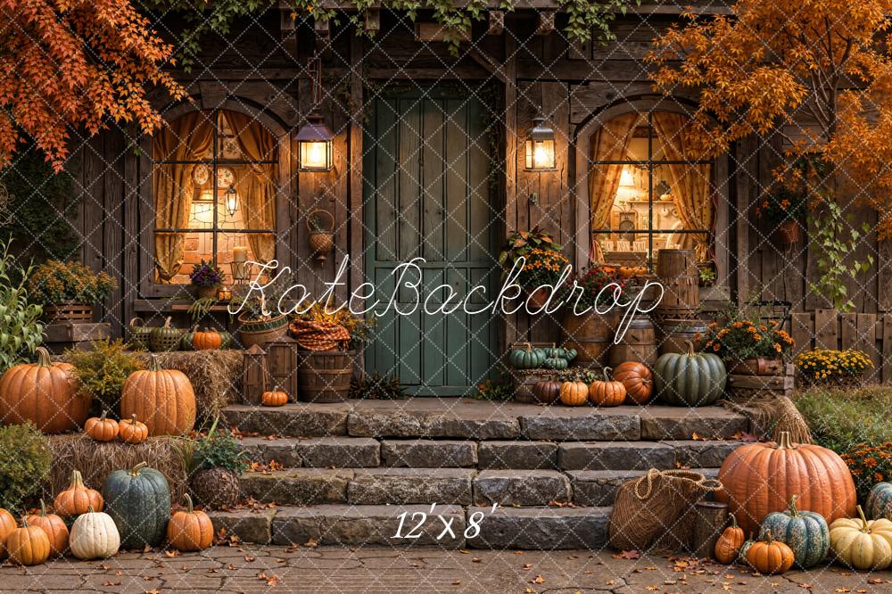 Kate Automne Maison Citrouilles Lumière Toile de fond conçue par Emetselch - Kate Backdrop FR