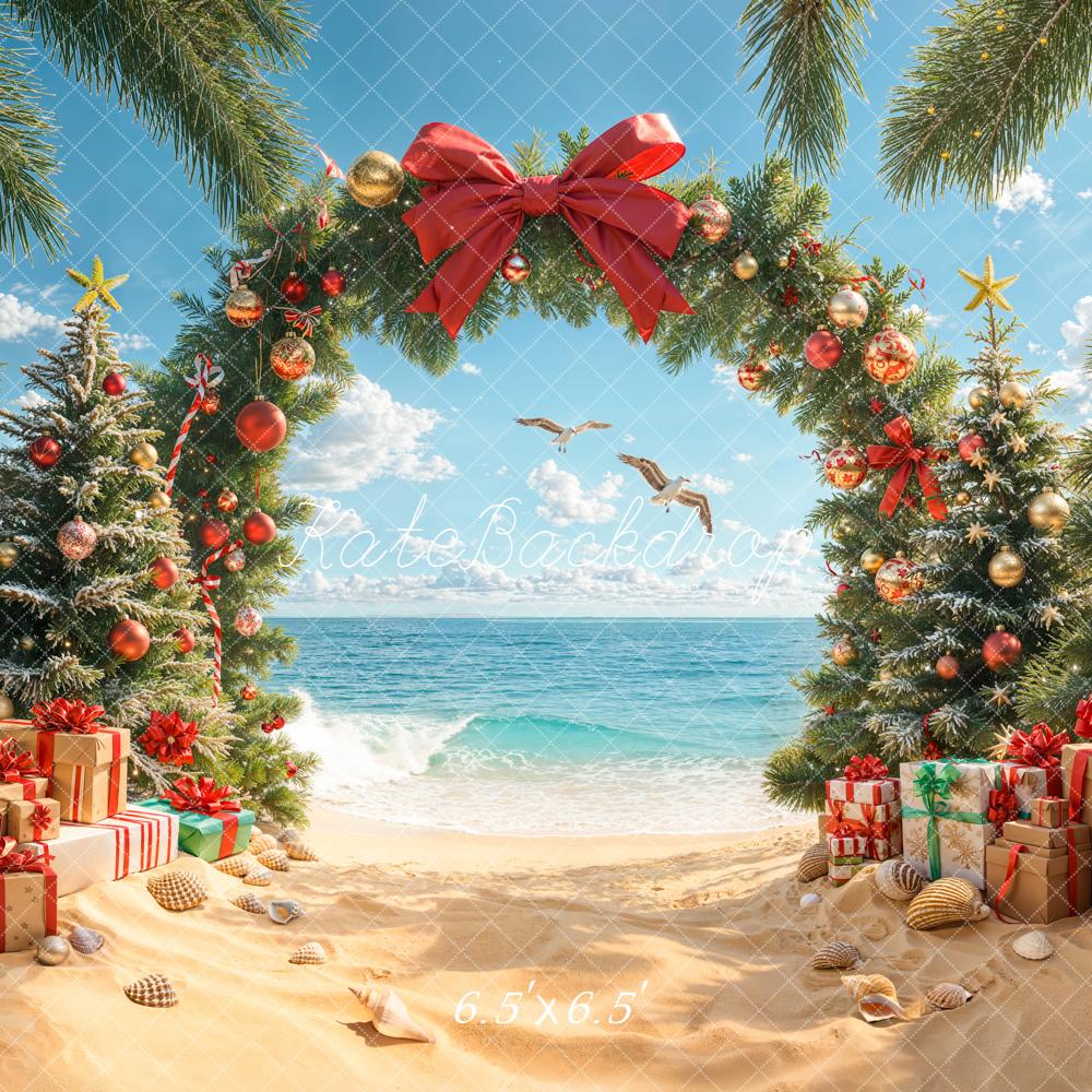 Kate Noël Plage Sapin Cadeaux Arc Toile de fond conçue par Emetselch