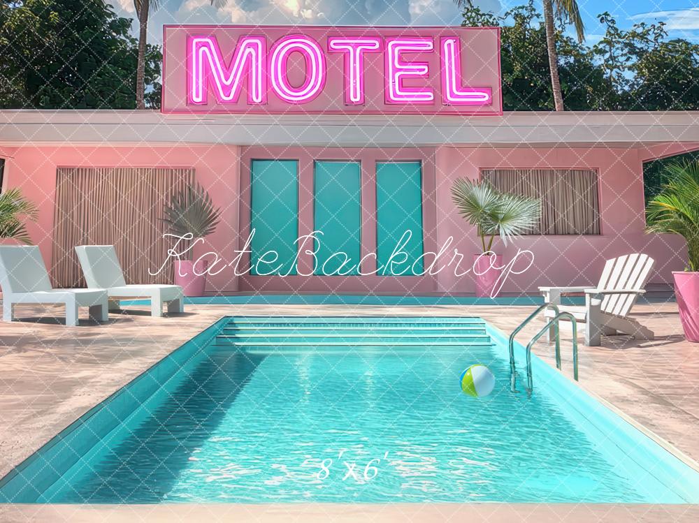 Kate Motel Piscine Rose Rétro Toile de fond conçue par Mini MakeBelieve - Kate Backdrop FR