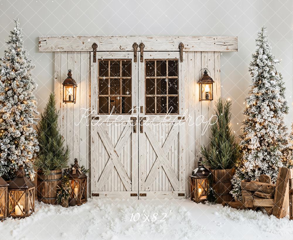 Kate Hiver Porte Lanternes Sapins Toile de fond en Laine conçue par Emetselch