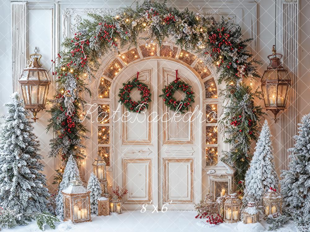 Kate Noël Porte Lanternes Sapins Toile de fond en Laine conçue par Emetselch