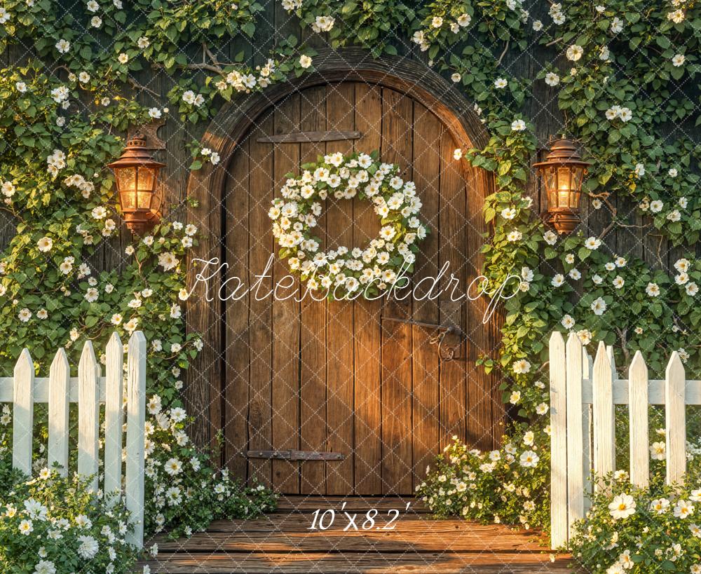 Kate Jardin Porte Clôture Fleurs Toile de fond en Laine conçue par Emetselch