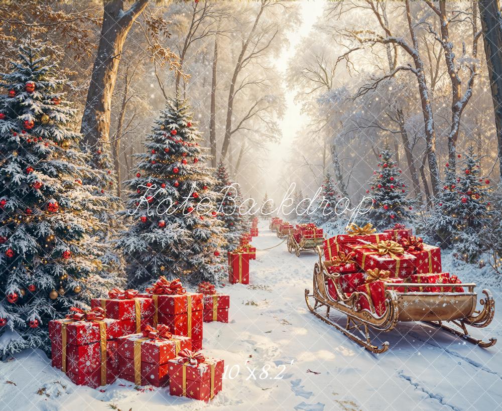 Kate Noël Forêt Cadeaux Traîneau Toile de fond en Laine conçue par Emetselch