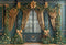 Kate Noël Fenêtre Sapins Guirlandes Or Toile de fond conçue par Emetselch - Kate Backdrop FR