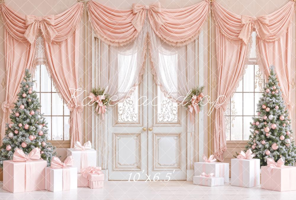 Kate Noël Rose Sapins Cadeaux Toile de fond en Laine conçue par Emetselch - Kate Backdrop FR