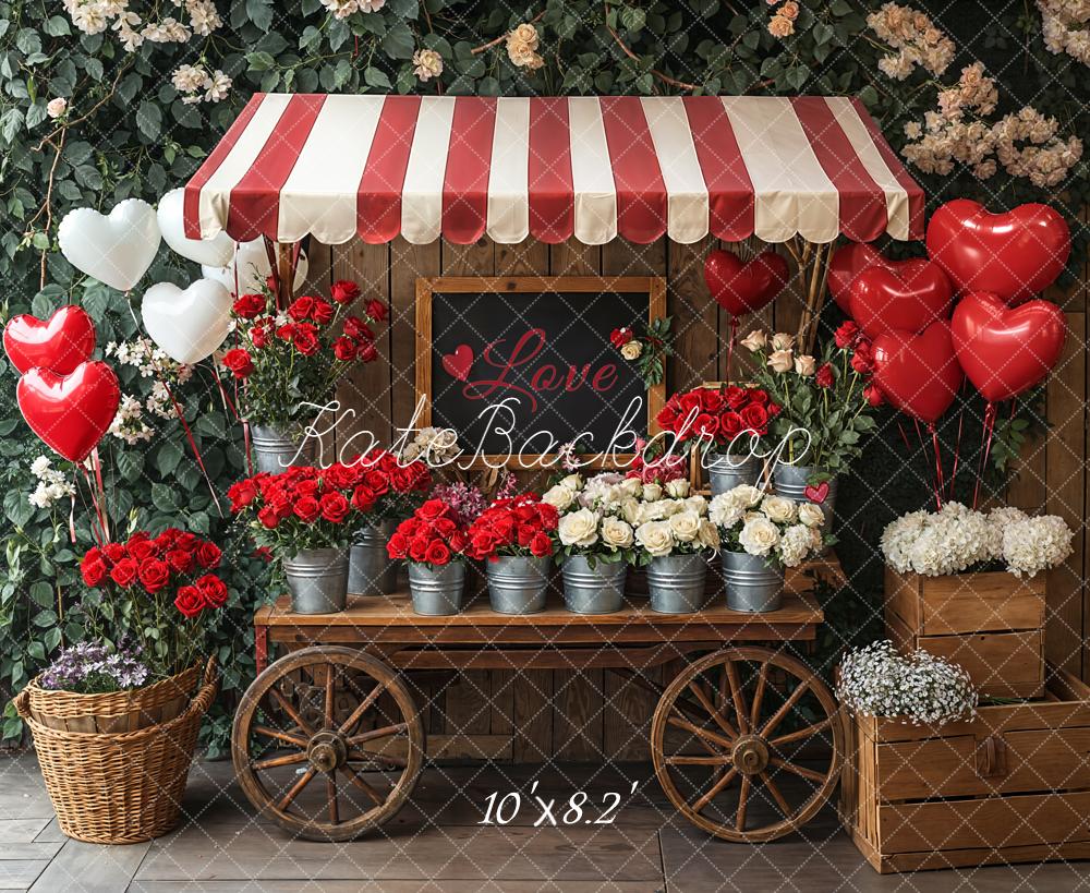 Kate Saint Valentin Chariot Fleurs Ballons Toile de fond en Laine conçue par Emetselch