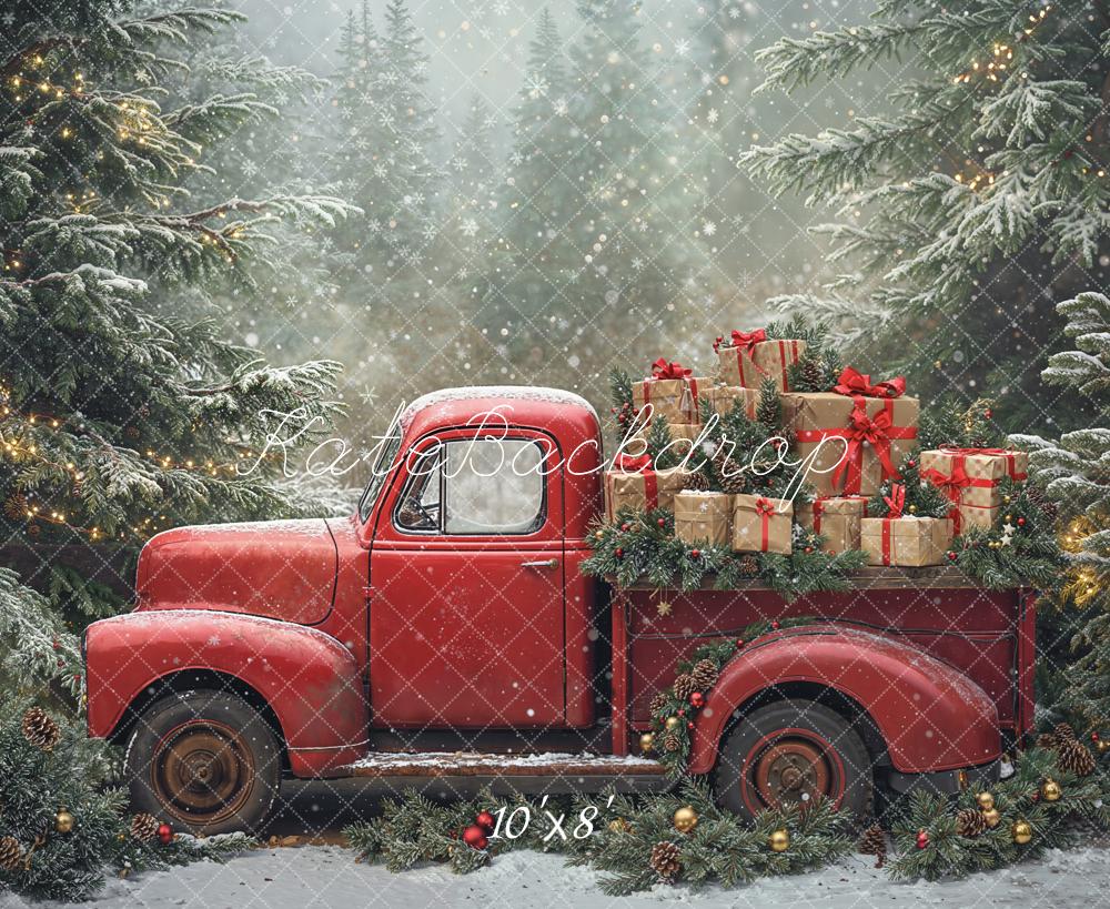 Kate Noël Camion Cadeaux Sapins Toile de fond en Laine conçue par Emetselch - Kate Backdrop FR