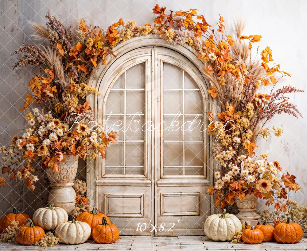 Kate Automne Arche Fleurs Citrouilles Toile de fond conçue par Emetselch