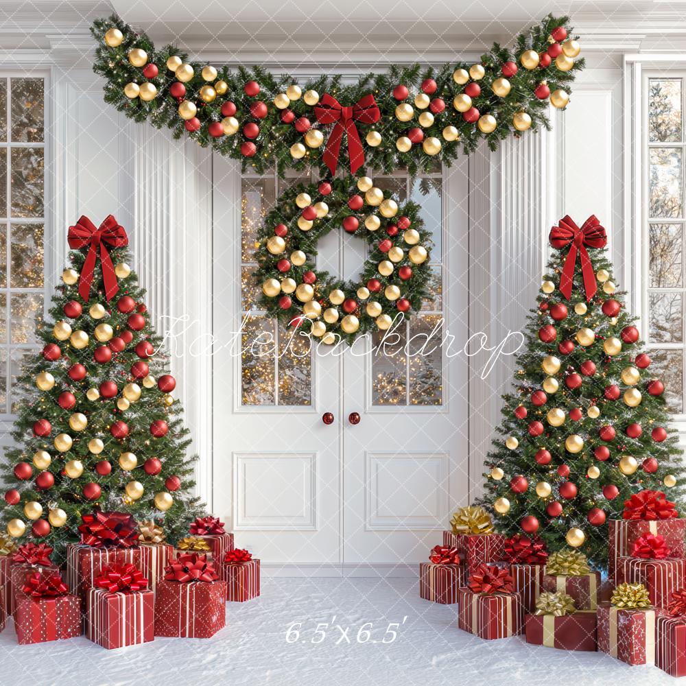 Kate Noël Sapins Cadeaux Guirlande Toile de fond conçue par Mini MakeBelieve