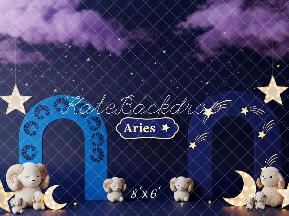 Kate Nuit Ciel Étoiles Lune Peluches Toile de fond conçue par Patty Roberts