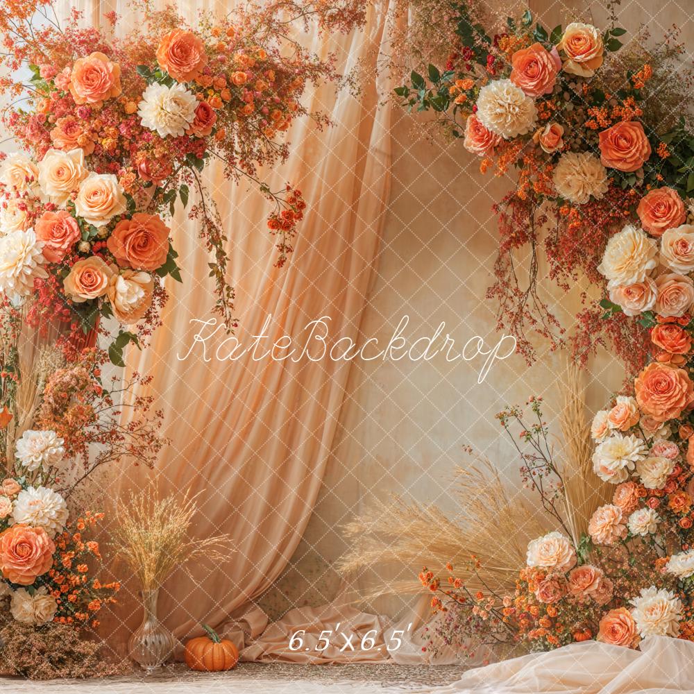 Kate Automne Arche Fleurs Citrouilles Toile de fond conçue par Emetselch - Kate Backdrop FR
