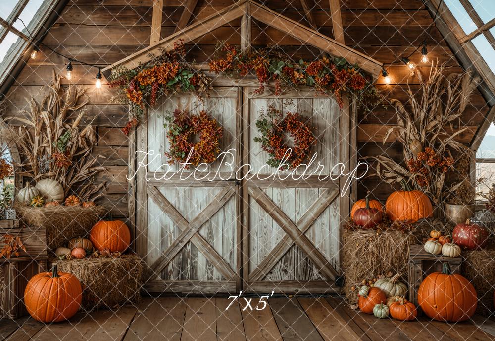 Kate Automne Citrouilles Foin Grange Toile de fond conçue par Emetselch