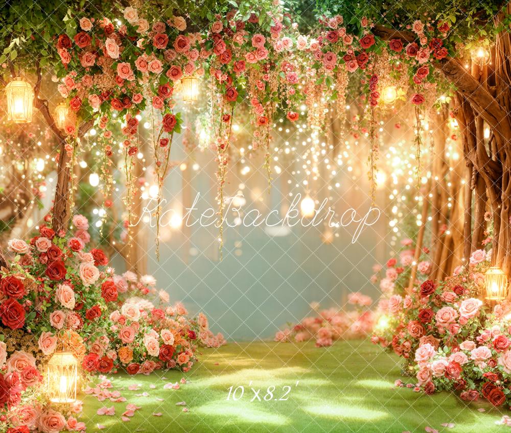 Kate Saint Valentin Fleurs Lumière Toile de fond en Laine conçue par Emetselch