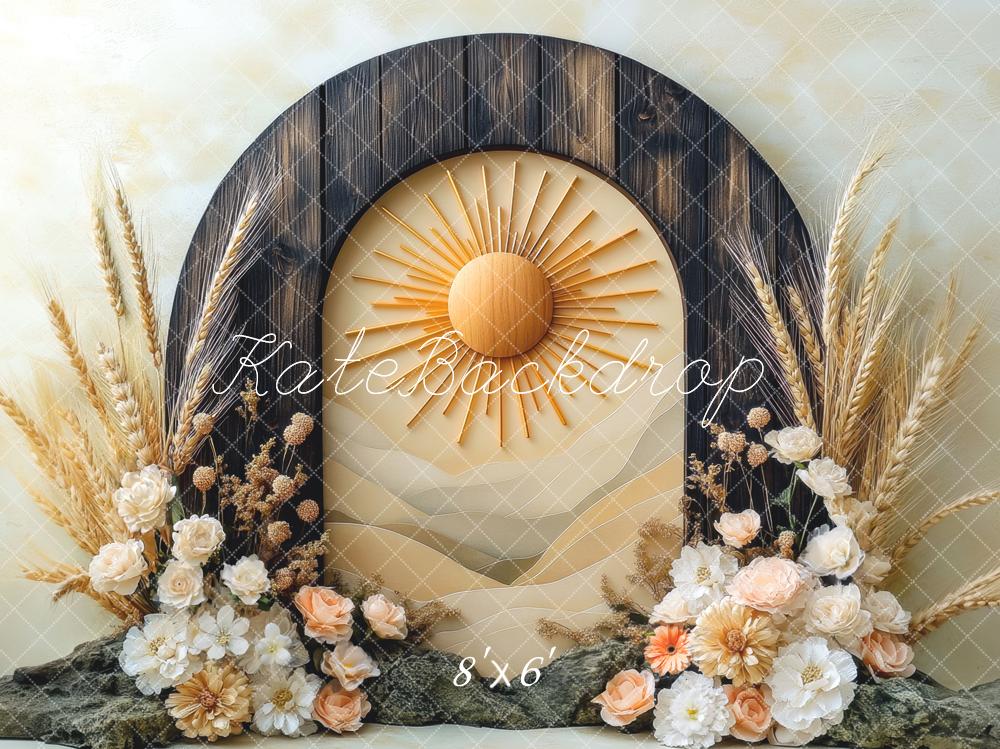 Kate Bohème Arc Bois Soleil Fleurs Toile de fond conçue par Mini MakeBelieve - Kate Backdrop FR