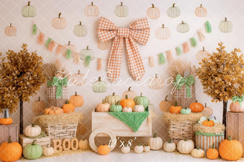Kate Automne Citrouilles Arbres Foins Toile de fond conçue par Patty Roberts