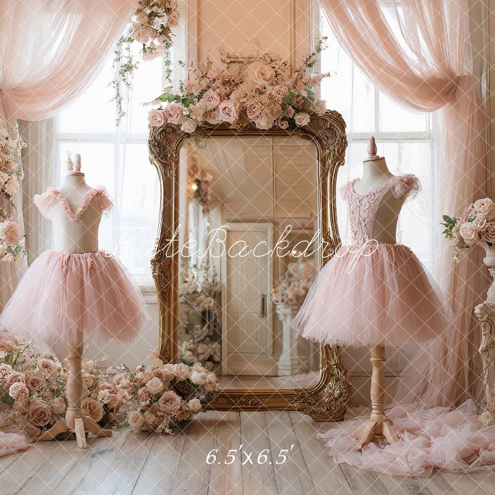 Kate Rose Robes Fleurs Miroir Toile de fond conçue par Ashley Paul - Kate Backdrop FR