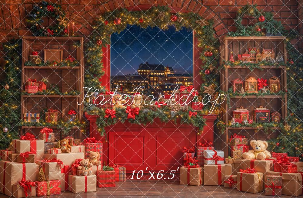 Kate Noël Fenêtre Cadeaux Rouge Toile de fond conçue par Emetselch - Kate Backdrop FR