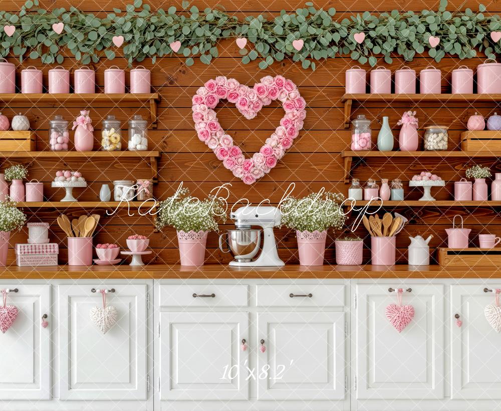 Kate Cuisine Rose Cœur Fleurs Toile de fond en Polar conçue par Patty Roberts