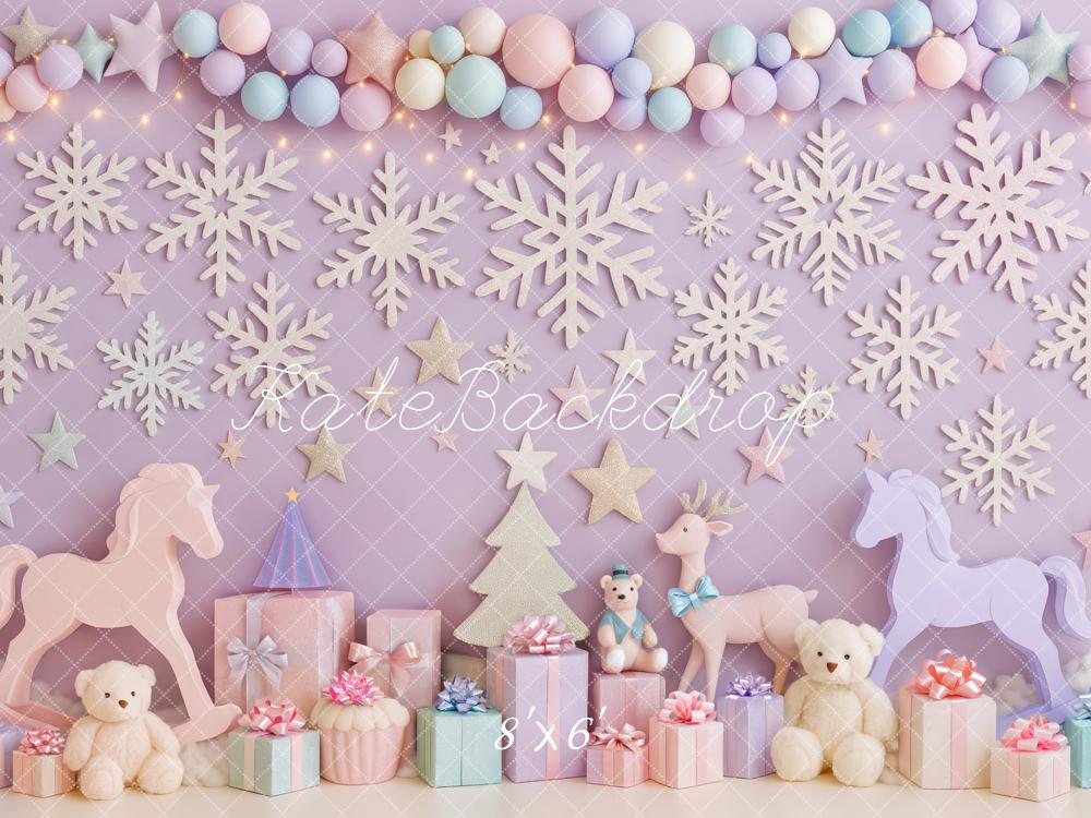 Kate Noël Flocons Cadeaux Licorne Pastel Toile de fond conçue par Patty Roberts